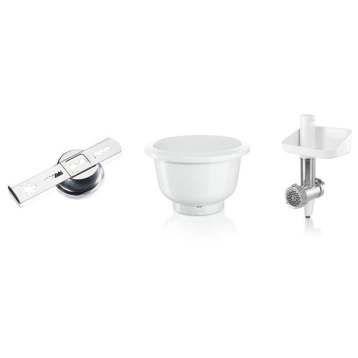 Accessoires Baking Sensation - BOSCH - MUZ5BS1 - Hachoir a viande - Grille 5 mm - Accessoire biscuit 4 formes - Bol 3,9 L
