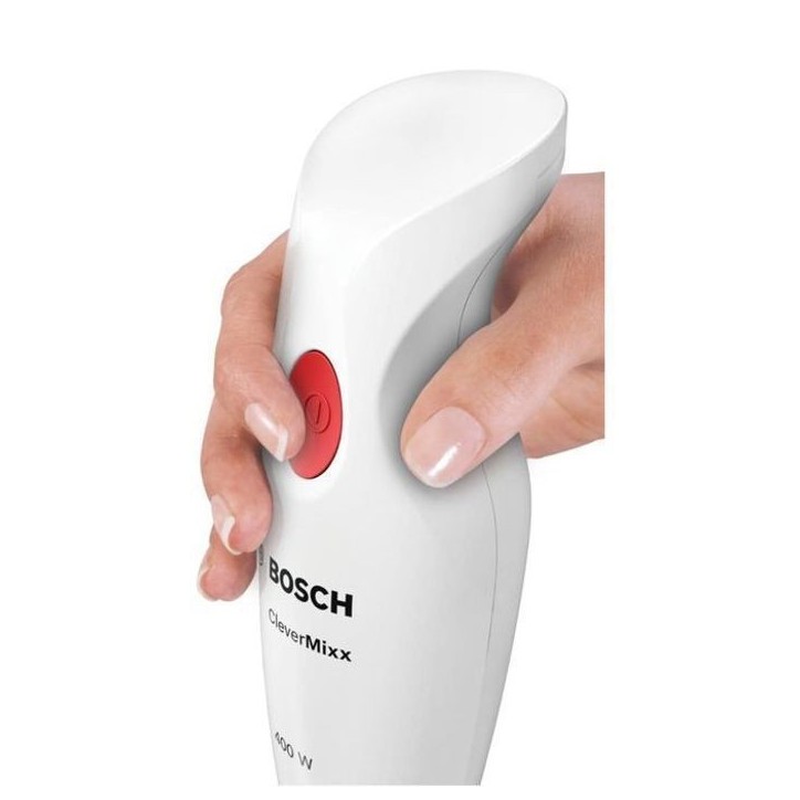 Mixeur plongeant CleverMixx MSM24100 - BOSCH - 400W - Pied détachable inox - 1 vitesse - Bol mixeur - Blanc