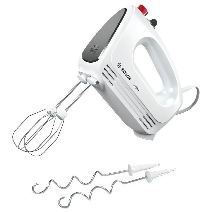 Batteur a main BOSCH CleverMixx MFQ22100 - 375W - 4 vitesses + pulse - Blanc/Argent Batteur a main BOSCH CleverMixx MFQ22100 - 375W - 4 vitesses + pulse - Blanc/Argent