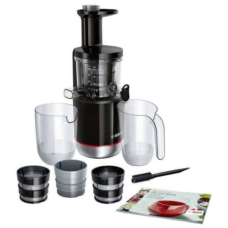 Extracteur de jus - BOSCH - MESM731M VitaExtract - Noir/inox - 150 W - 1 vitesse + reverse - syst. de sécurité sur le couvercl