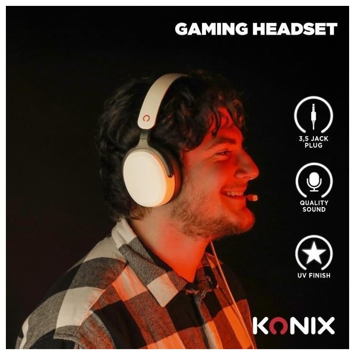 Casque gamer - KONIX - Circum-aural filaire Nexus - Nintendo Switch 2 - Haut-parleurs 40 mm - Micro - Jack 3.5 mm - Blanc Casque gamer - KONIX - Circum-aural filaire Nexus - Nintendo Switch 2 - Haut-parleurs 40 mm - Micro - Jack 3.5 mm - Blanc