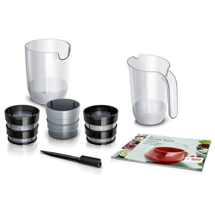 Extracteur de jus - BOSCH - MESM731M VitaExtract - Noir/inox - 150 W - 1 vitesse + reverse - syst. de sécurité sur le couvercl
