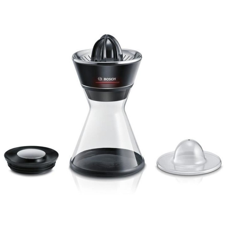 Presse-agrumes - BOSCH - MCP72GPB VitaStyle Citro - Noir / inox brossé - 40 W - LED - récipient verre 1 L - cône universel Presse-agrumes - BOSCH - MCP72GPB VitaStyle Citro - Noir / inox brossé - 40 W - LED - récipient verre 1 L - cône universel