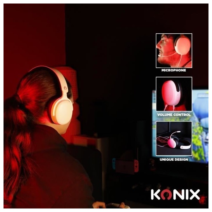 Casque gamer - KONIX - Circum-aural filaire Nexus - Nintendo Switch 2 - Haut-parleurs 40 mm - Micro - Jack 3.5 mm - Blanc Casque gamer - KONIX - Circum-aural filaire Nexus - Nintendo Switch 2 - Haut-parleurs 40 mm - Micro - Jack 3.5 mm - Blanc