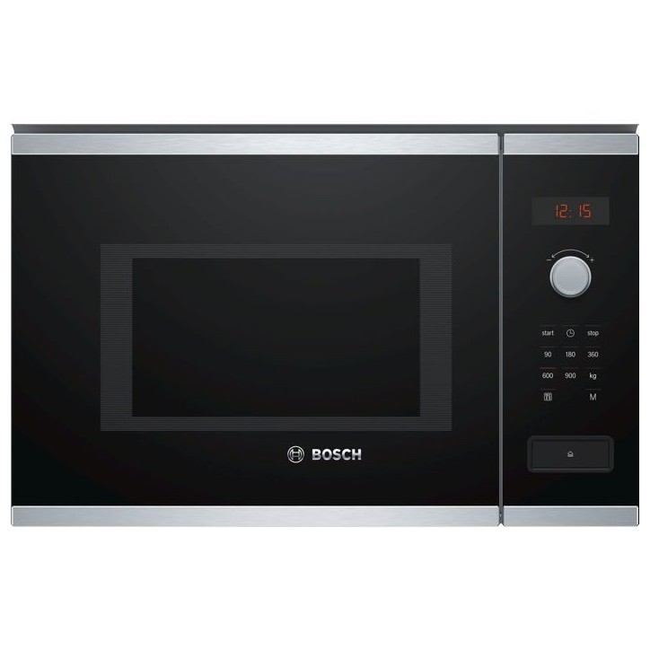 Micro-onde 38 cm - BOSCH Série 4 BFL553MS0 - Inox - H38,2 x L59,4 x P38,8 cm - 900 W - Cleaning Assistance - Display rouge Micro-onde 38 cm - BOSCH Série 4 BFL553MS0 - Inox - H38,2 x L59,4 x P38,8 cm - 900 W - Cleaning Assistance - Display rouge