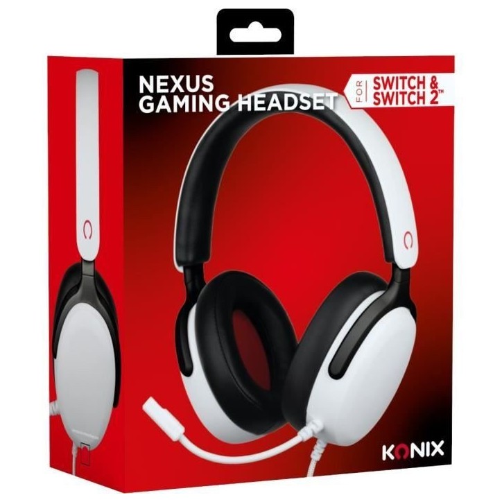 Casque gamer - KONIX - Circum-aural filaire Nexus - Nintendo Switch 2 - Haut-parleurs 40 mm - Micro - Jack 3.5 mm - Blanc Casque gamer - KONIX - Circum-aural filaire Nexus - Nintendo Switch 2 - Haut-parleurs 40 mm - Micro - Jack 3.5 mm - Blanc