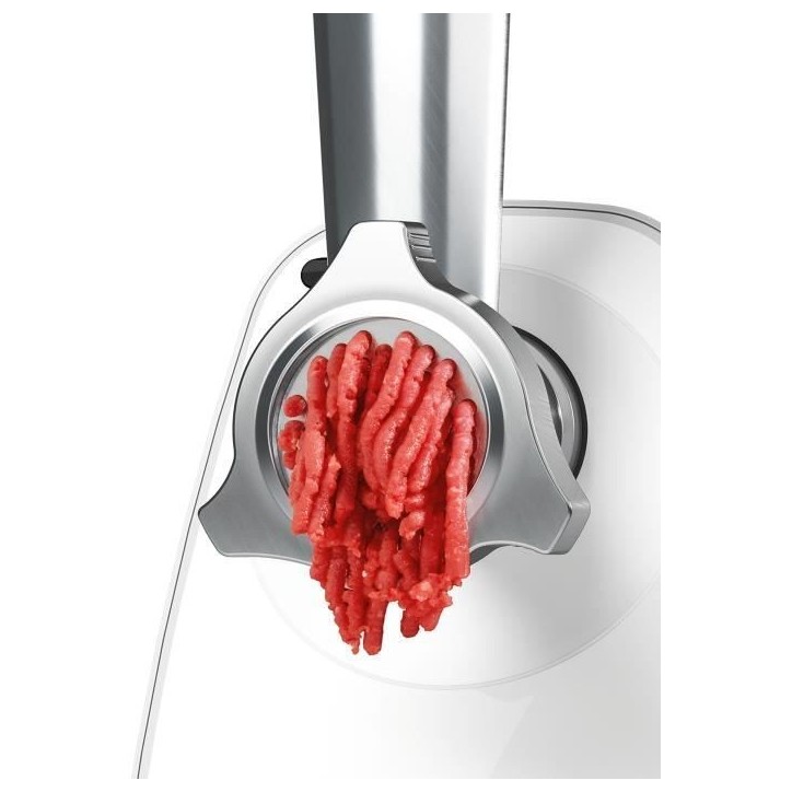 Hachoir a viande SmartPower - BOSCH - MFW2520W - 2 grilles de hachoir - Garnisseur de saucisses - Blanc