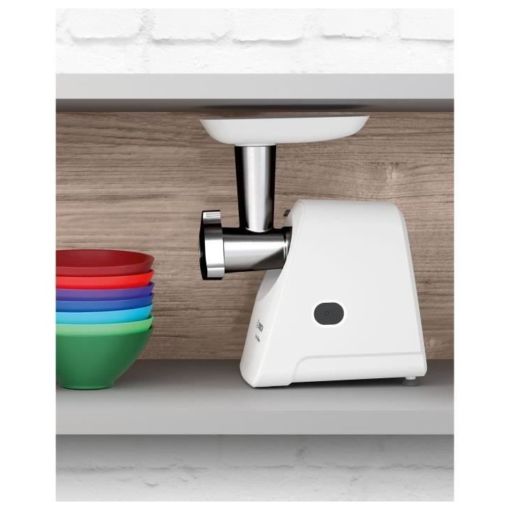 Hachoir a viande - BOSCH - MFW2514W SmartPower - Blanc - moteur bloqué 1500 W - 1,7 kg/mn - 2 grilles de hachoir - râpeur/émi Hachoir a viande - BOSCH - MFW2514W SmartPower - Blanc - moteur bloqué 1500 W - 1,7 kg/mn - 2 grilles de hachoir - râpeur/émi