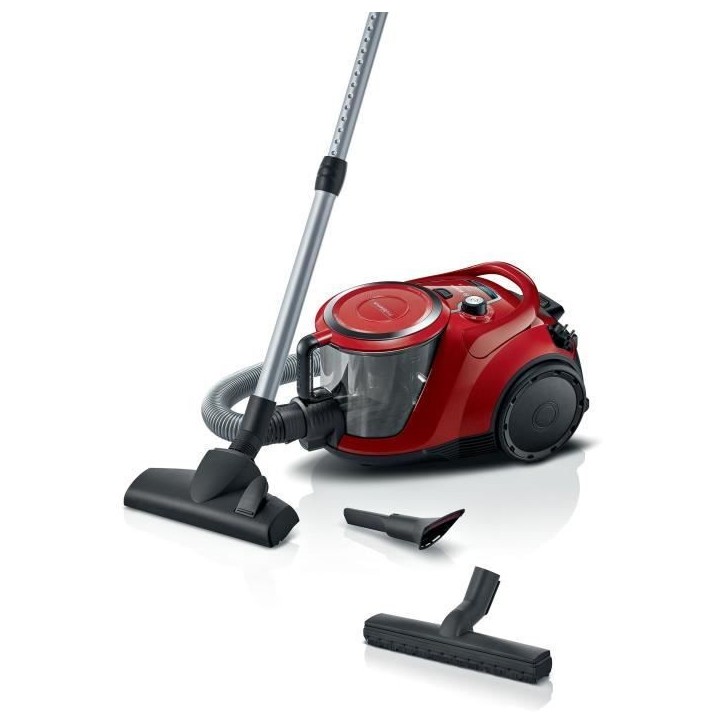 Aspirateur Traineau sans sac - BOSCH - BGC41Q69 - 600 W - ProSilence - 70 dB - Rouge Aspirateur Traineau sans sac - BOSCH - BGC41Q69 - 600 W - ProSilence - 70 dB - Rouge