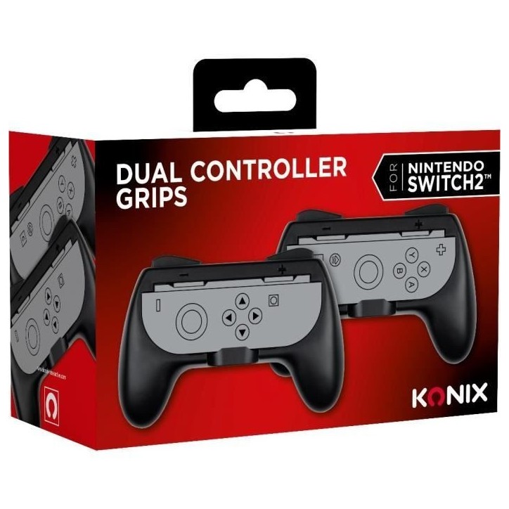 Paire de supports Joy-Con - KONIX - Nintendo Switch 2 - Forme de manette classique - Noir