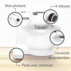 Robot pâtissier BOSCH Serie 2 MUMS2AW00 - 700 W - 4 vitesses - 3,8 L