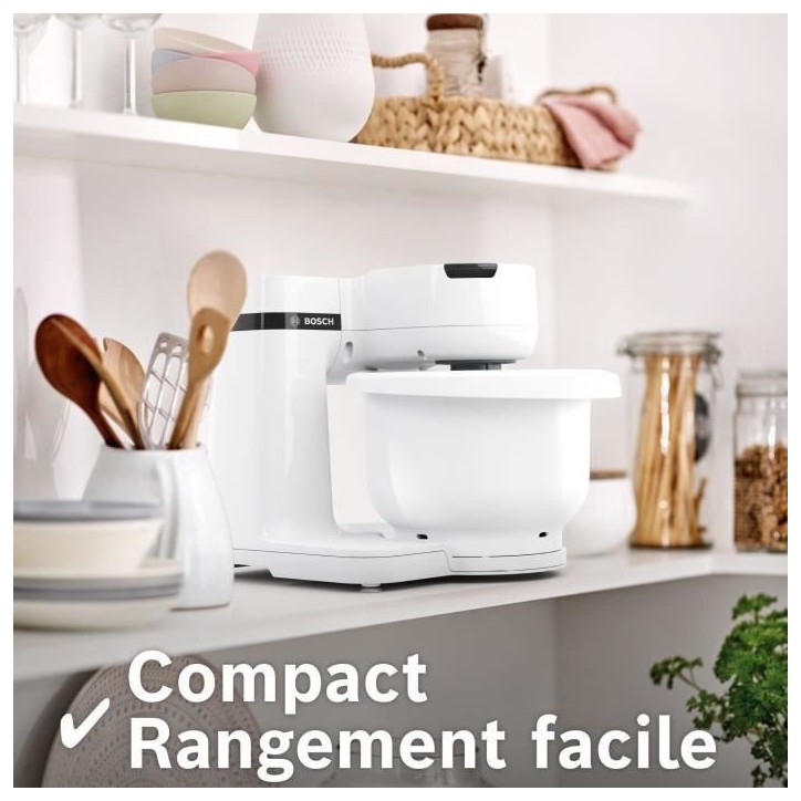 Robot pâtissier BOSCH Serie 2 MUMS2AW00 - 700 W - 4 vitesses - 3,8 L - Blanc