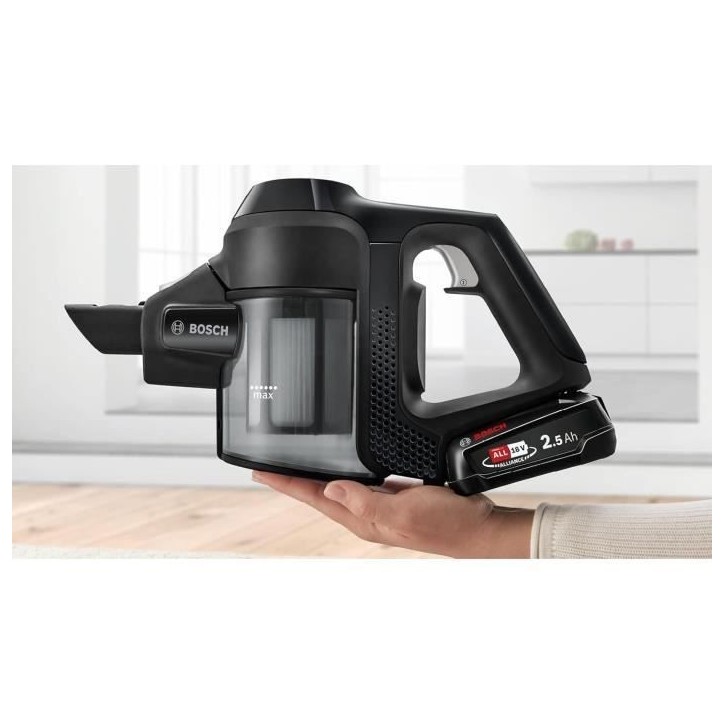 BOSCH BBS611BSC - Aspirateur balai multifonction sans fil - noir - aspirateur a main intégré - 2 vitesses - 30 mn d'autonomie BOSCH BBS611BSC - Aspirateur balai multifonction sans fil - noir - aspirateur a main intégré - 2 vitesses - 30 mn d'autonomie
