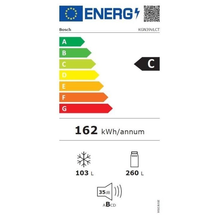 Réfrigérateur congélateur bas KGN39VLCT
