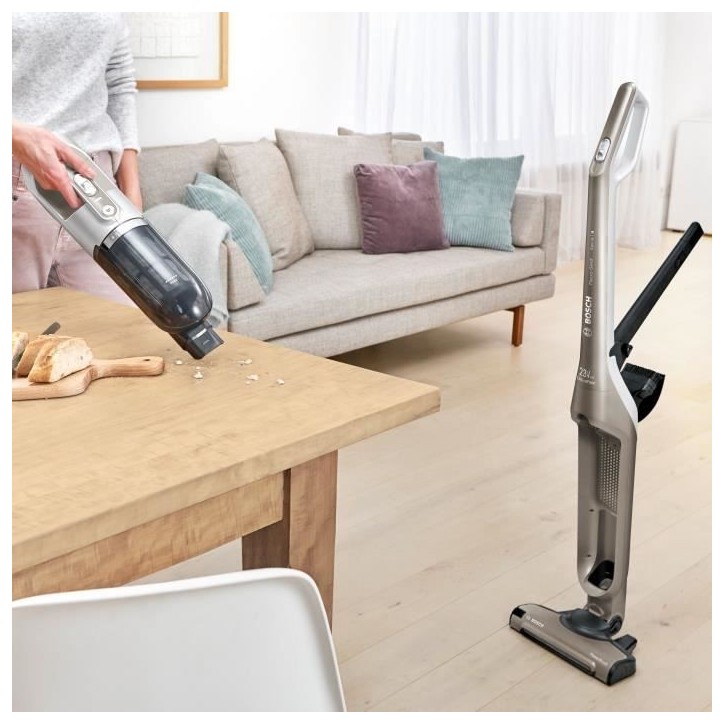 BOSCH BBH3ALL23 Aspirateur balai sans fil 2en1 et multifonction Flexxo - 2 vitesses - 23V - 50 mn d'autonomie - Champagne métal BOSCH BBH3ALL23 Aspirateur balai sans fil 2en1 et multifonction Flexxo - 2 vitesses - 23V - 50 mn d'autonomie - Champagne métal