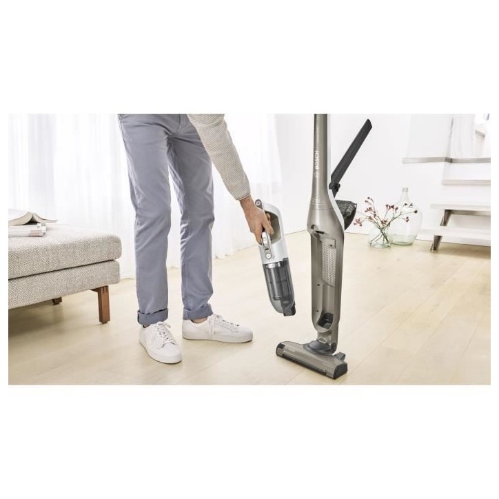 BOSCH BBH3ALL23 Aspirateur balai sans fil 2en1 et multifonction Flexxo - 2 vitesses - 23V - 50 mn d'autonomie - Champagne métal BOSCH BBH3ALL23 Aspirateur balai sans fil 2en1 et multifonction Flexxo - 2 vitesses - 23V - 50 mn d'autonomie - Champagne métal