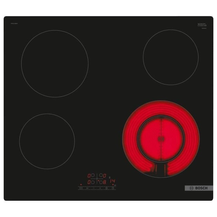 Table vitro 60cm BOSCH - PKF611BB8E - Commande a l'avant - Sans cadre - Zone double - Noir