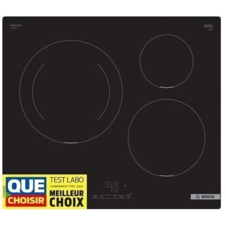 Table induction 60cm - BOSCH PUJ611BB5E SER4 Noir - 3 foyers - L592xP522 mm