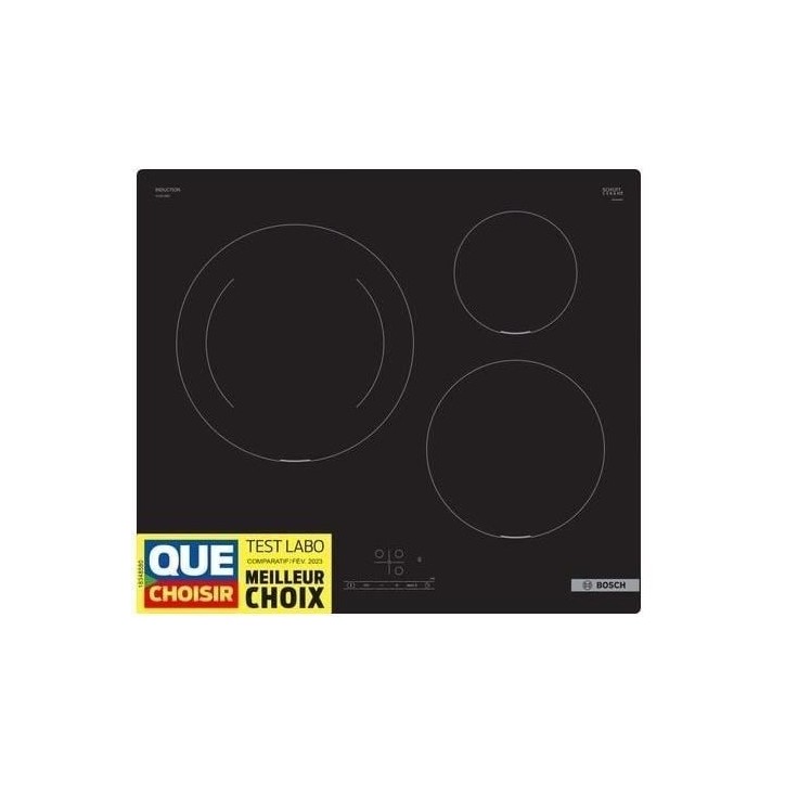 Table induction 60cm - BOSCH PUJ611BB5E SER4 Noir - 3 foyers - L592xP522 mm Table induction 60cm - BOSCH PUJ611BB5E SER4 Noir - 3 foyers - L592xP522 mm