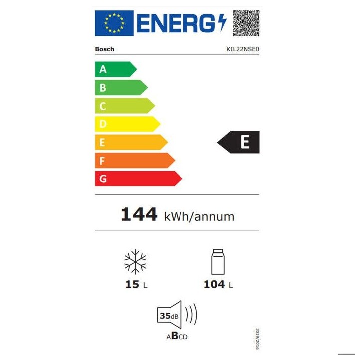 Bosch Réfrigérateur 1 porte intégrable a glissieres 119l - KIL22NSE0 Bosch Réfrigérateur 1 porte intégrable a glissieres 119l - KIL22NSE0