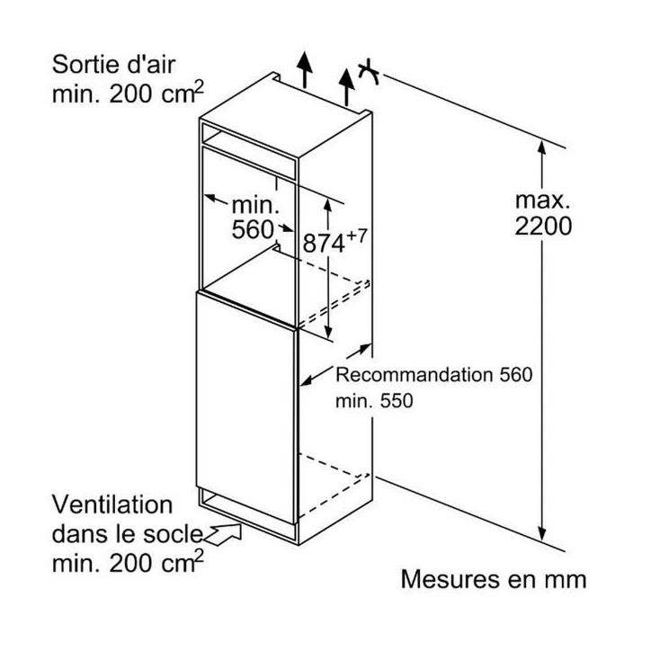 Bosch Réfrigérateur 1 porte intégrable a glissieres 119l - KIL22NSE0 Bosch Réfrigérateur 1 porte intégrable a glissieres 119l - KIL22NSE0