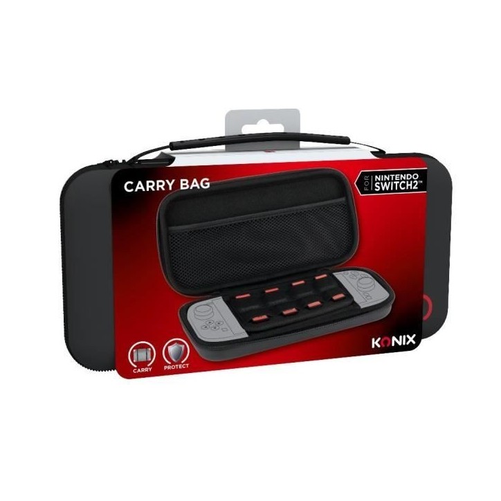 Housse de protection et transport - KONIX - Console Nintendo Switch 2 - Filet rangement accessoires - 8 compartiments jeux - Noi Housse de protection et transport - KONIX - Console Nintendo Switch 2 - Filet rangement accessoires - 8 compartiments jeux - Noi