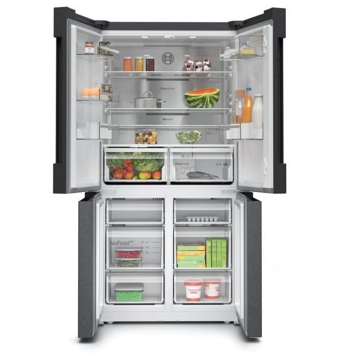 Réfrigérateur combiné - BOSCH SER4 - KFN96AXEA - Multi-portes - Classe E - 605 L - 183 x 90,5 x 73,1 cm - Acier brossé Réfrigérateur combiné - BOSCH SER4 - KFN96AXEA - Multi-portes - Classe E - 605 L - 183 x 90,5 x 73,1 cm - Acier brossé