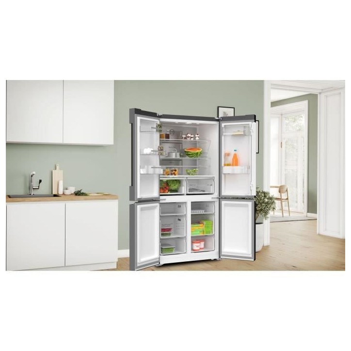 Réfrigérateur combiné - BOSCH SER4 - KFN96AXEA - Multi-portes - Classe E - 605 L - 183 x 90,5 x 73,1 cm - Acier brossé Réfrigérateur combiné - BOSCH SER4 - KFN96AXEA - Multi-portes - Classe E - 605 L - 183 x 90,5 x 73,1 cm - Acier brossé