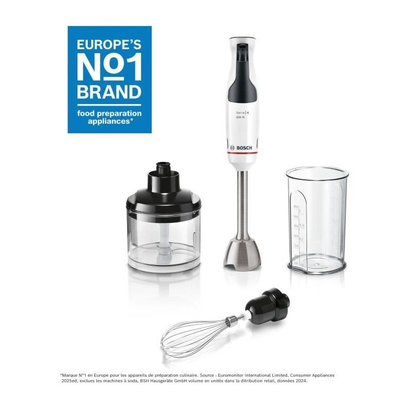 Mixeur plongeant - BOSCH - MSM4W221 - 600 W - 4 lames aiguiseés - Bol Mixeur plongeant - BOSCH - MSM4W221 - 600 W - 4 lames aiguiseés - Bol