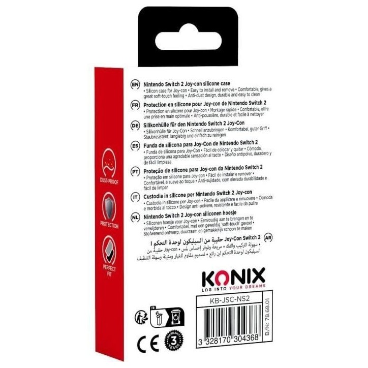 Coque de protection pour manettes Joy-Con - KONIX - Nintendo Switch 2 - Silicone - Antichoc - Anti-rayures - Anti-poussiere - No