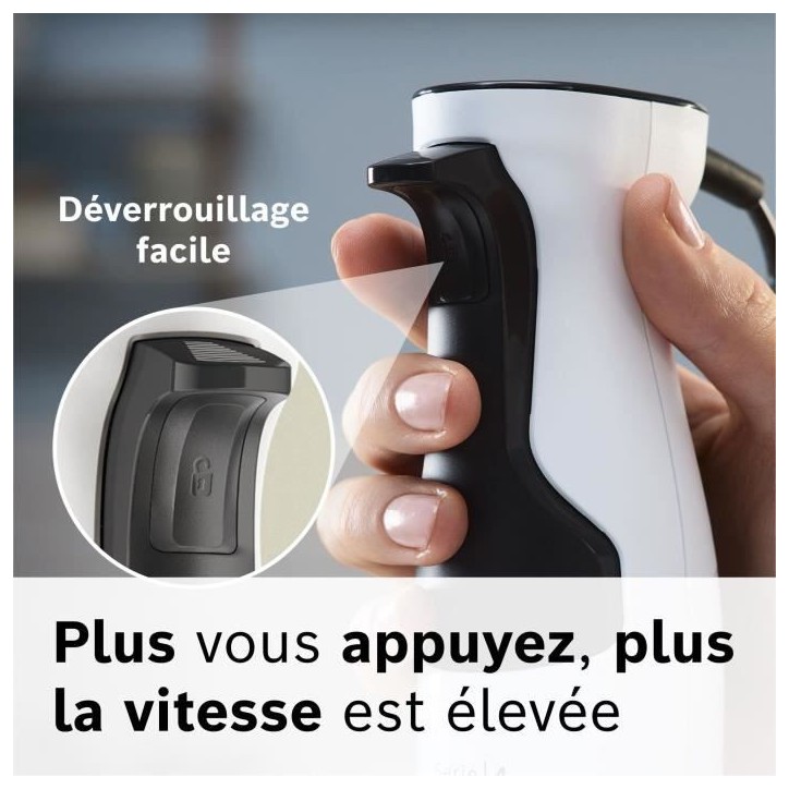 Mixeur plongeant - BOSCH - MSM4W221 - 600 W - 4 lames aiguiseés - Bol mélangeur - Mini hachoir - Fouet - Engrenage céramique Mixeur plongeant - BOSCH - MSM4W221 - 600 W - 4 lames aiguiseés - Bol mélangeur - Mini hachoir - Fouet - Engrenage céramique