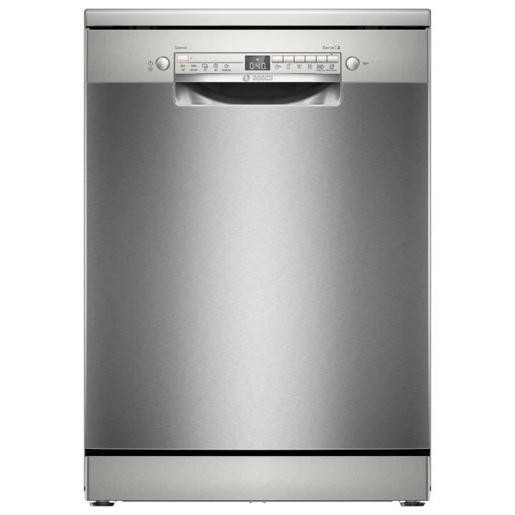 Lave-vaisselle pose libre BOSCH SMS2HVI02E SER2 - 14 couverts - Induction - L60cm - 46 dB - tiroir a couverts - Inox Lave-vaisselle pose libre BOSCH SMS2HVI02E SER2 - 14 couverts - Induction - L60cm - 46 dB - tiroir a couverts - Inox