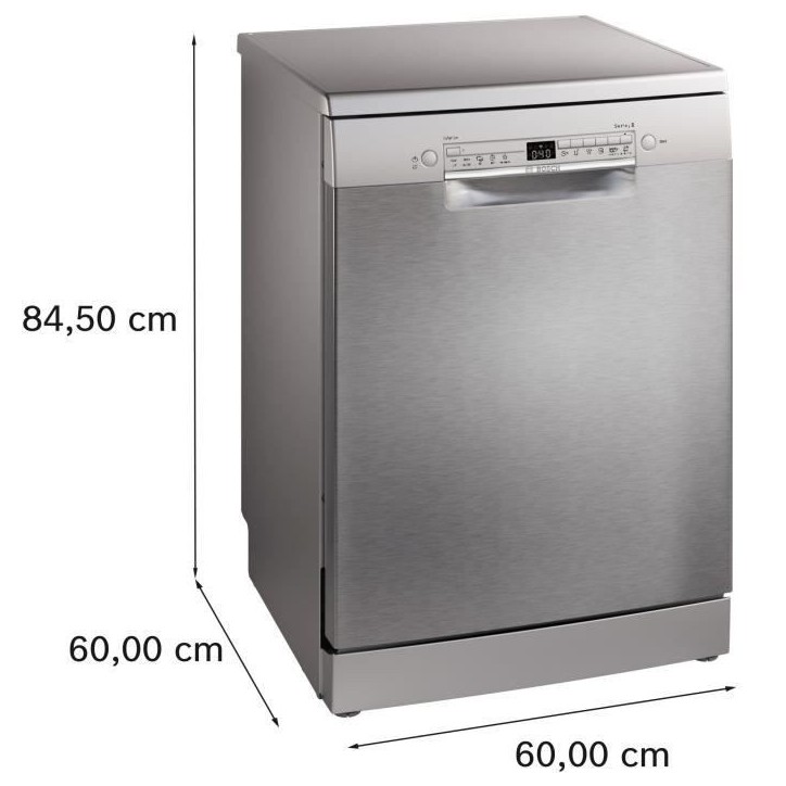 Lave-vaisselle pose libre BOSCH SMS2HVI02E SER2 - 14 couverts - Induction - L60cm - 46 dB - tiroir a couverts - Inox Lave-vaisselle pose libre BOSCH SMS2HVI02E SER2 - 14 couverts - Induction - L60cm - 46 dB - tiroir a couverts - Inox