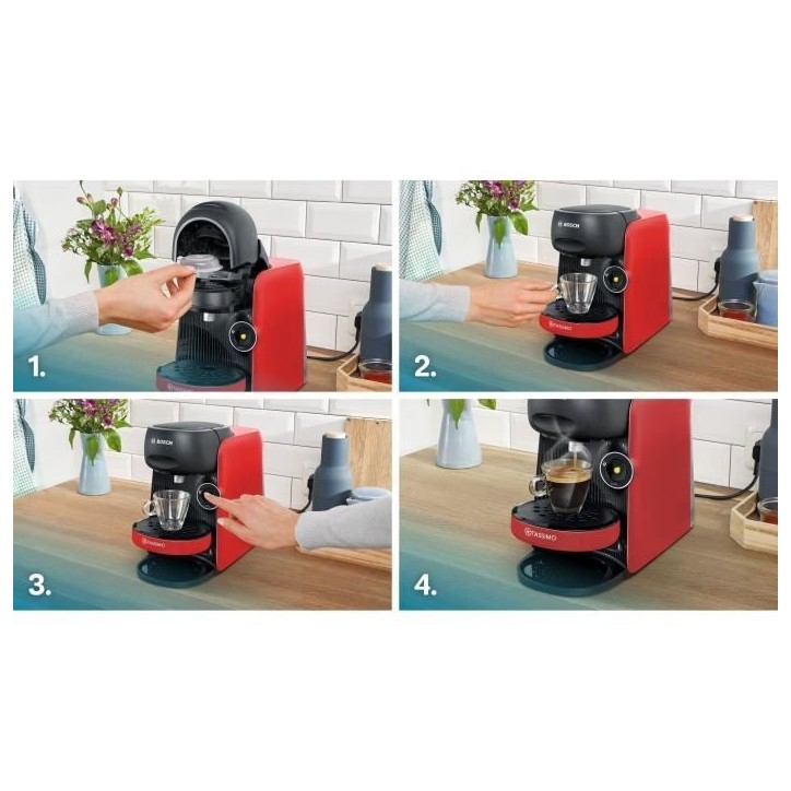 Machine a café multi-boissons - BOSCH TASSIMO - TAS163E - T16 Finesse - 1400 W - 0,7 l - Rouge Machine a café multi-boissons - BOSCH TASSIMO - TAS163E - T16 Finesse - 1400 W - 0,7 l - Rouge
