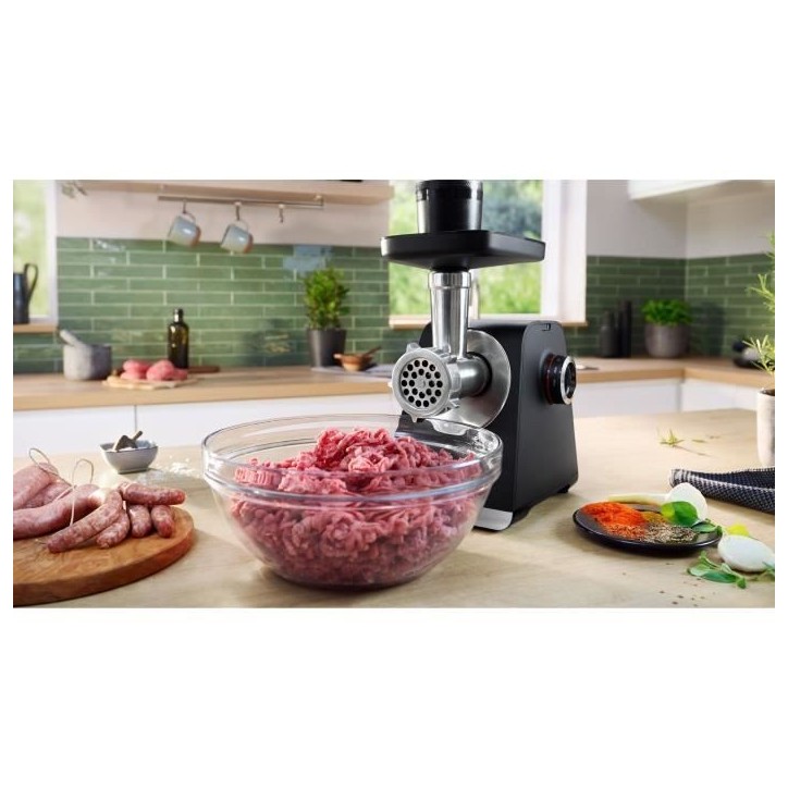 Hachoir a viande BOSCH Série 6 MFWS650B - 500 W - 3,5 kg/mn - 3 grilles de hachoir - Noir