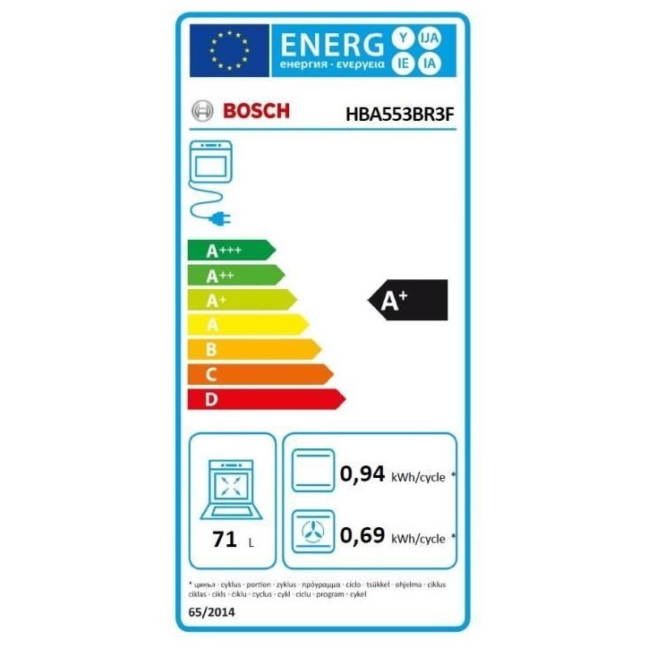 Four encastrable - BOSCH SERIE 4 - Inox - Chaleur tournante - 71 L - Classe énergie A+ Four encastrable - BOSCH SERIE 4 - Inox - Chaleur tournante - 71 L - Classe énergie A+