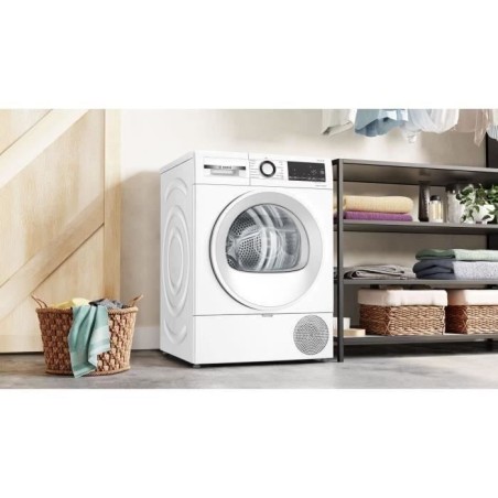 Seche-linge pompe a chaleur BOSCH WQG1420DFR SER6 - 9 kg - Induction - L60cm - Blanc