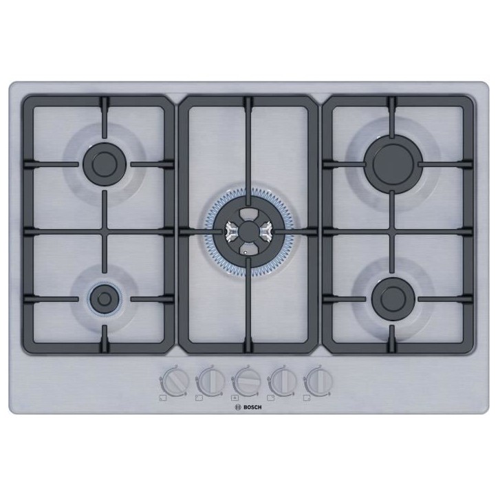 Table de cuisson a gaz - BOSCH Série 4 - 5 foyers - 52 x 75 x 4,5 cm - PGQ7B5K90 - Inox Table de cuisson a gaz - BOSCH Série 4 - 5 foyers - 52 x 75 x 4,5 cm - PGQ7B5K90 - Inox