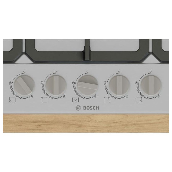 Table de cuisson a gaz - BOSCH Série 4 - 5 foyers - 52 x 75 x 4,5 cm - PGQ7B5K90 - Inox Table de cuisson a gaz - BOSCH Série 4 - 5 foyers - 52 x 75 x 4,5 cm - PGQ7B5K90 - Inox
