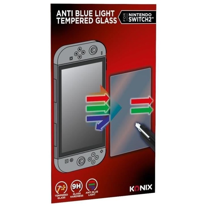 Protection d'écran en verre trempé - KONIX - Nintendo Switch 2 - Anti-lumiere bleue - Anti-bulle - Indice de dureté 9H - Tran Protection d'écran en verre trempé - KONIX - Nintendo Switch 2 - Anti-lumiere bleue - Anti-bulle - Indice de dureté 9H - Tran