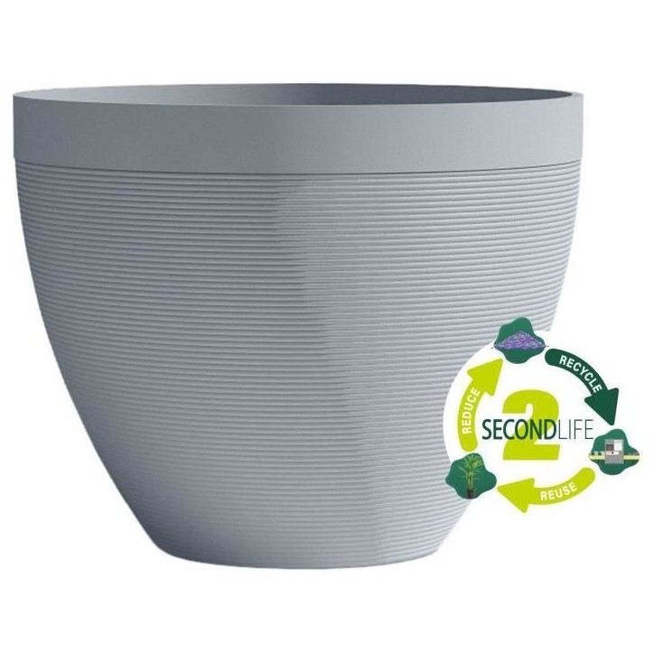 Pot de fleurs - GARDEN ID - Green Care Impact Bleu-Gris - 50 x 41 cm - Garanti 10ans - 100% recyclé - Résistant UV/gel
