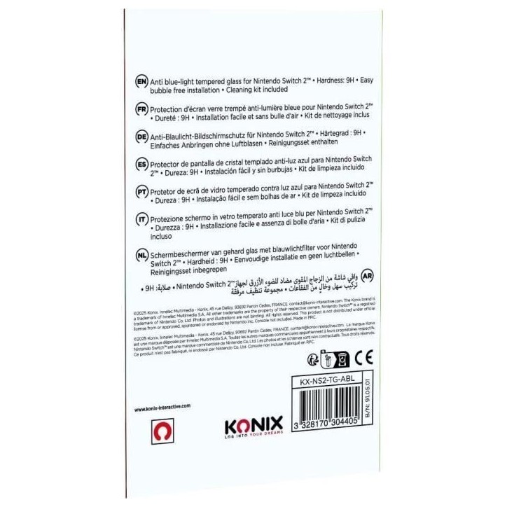 Protection d'écran en verre trempé - KONIX - Nintendo Switch 2 - Anti-lumiere bleue - Anti-bulle - Indice de dureté 9H - Tran Protection d'écran en verre trempé - KONIX - Nintendo Switch 2 - Anti-lumiere bleue - Anti-bulle - Indice de dureté 9H - Tran