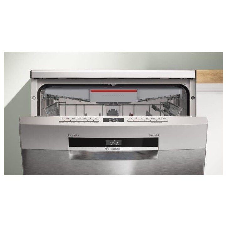 Lave-vaisselle pose libre BOSCH SMS6ZCI11F SER6 - 14 couverts - Induction - L60cm - 40 dB - Classe B - tiroir a couverts - Inox Lave-vaisselle pose libre BOSCH SMS6ZCI11F SER6 - 14 couverts - Induction - L60cm - 40 dB - Classe B - tiroir a couverts - Inox