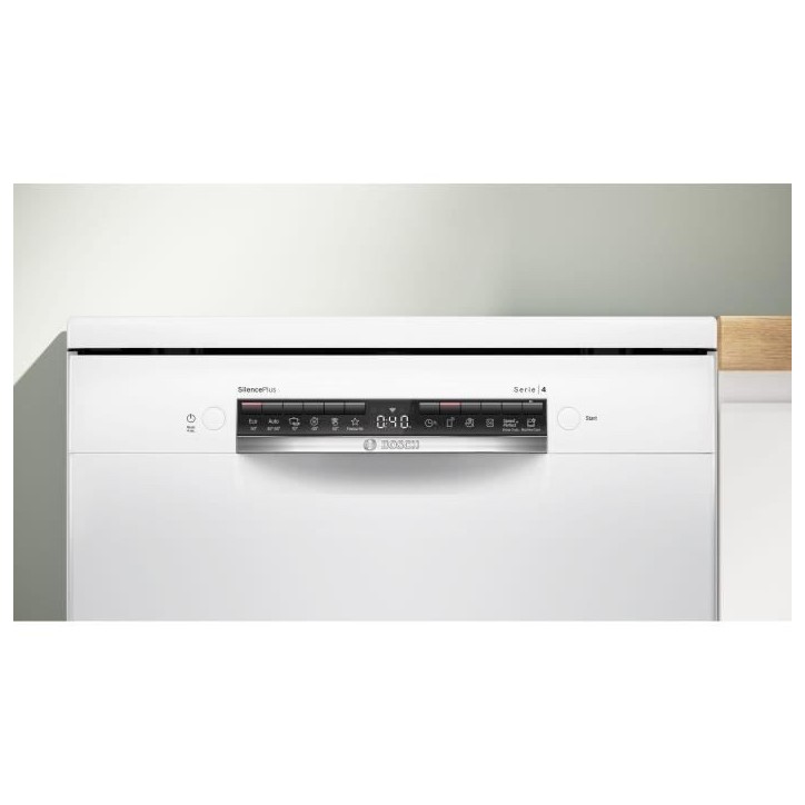 Lave-vaisselle pose libre BOSCH SMS4EMW01F SER4 - 14 couverts - Induction - L60cm - 42 dB - tiroir a couverts - Blanc Lave-vaisselle pose libre BOSCH SMS4EMW01F SER4 - 14 couverts - Induction - L60cm - 42 dB - tiroir a couverts - Blanc