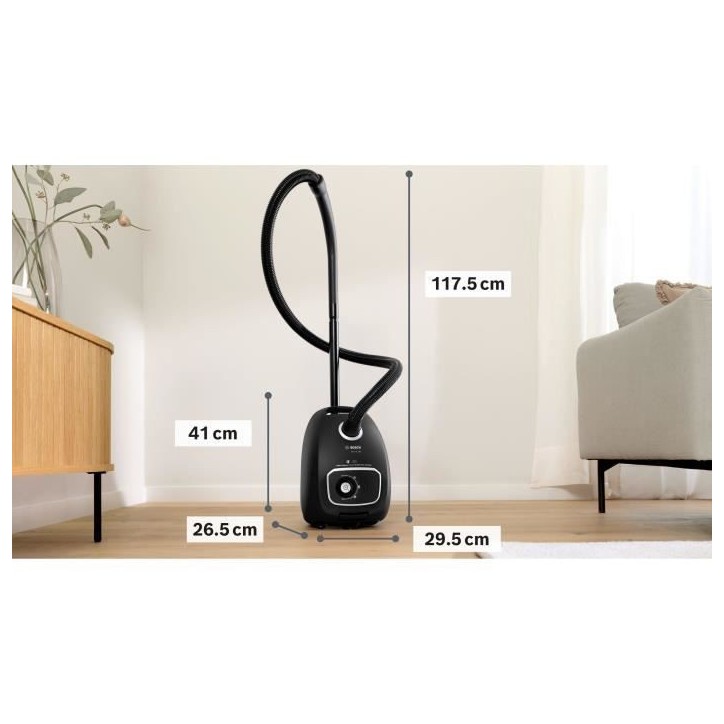 BOSCH Serie 4 BGB41BA1 - Aspirateur traineau sac - Rayon d'action 11 m - Capacité sac 4L - 75 dB - 700 W - Noir BOSCH Serie 4 BGB41BA1 - Aspirateur traineau sac - Rayon d'action 11 m - Capacité sac 4L - 75 dB - 700 W - Noir