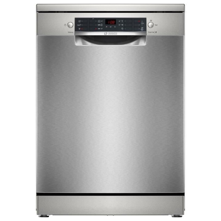Lave-vaisselle pose libre BOSCH SMS26AI01F SER2 - 12 couverts - Induction - L60cm - 48 dB - Acier brossé anti-traces Lave-vaisselle pose libre BOSCH SMS26AI01F SER2 - 12 couverts - Induction - L60cm - 48 dB - Acier brossé anti-traces