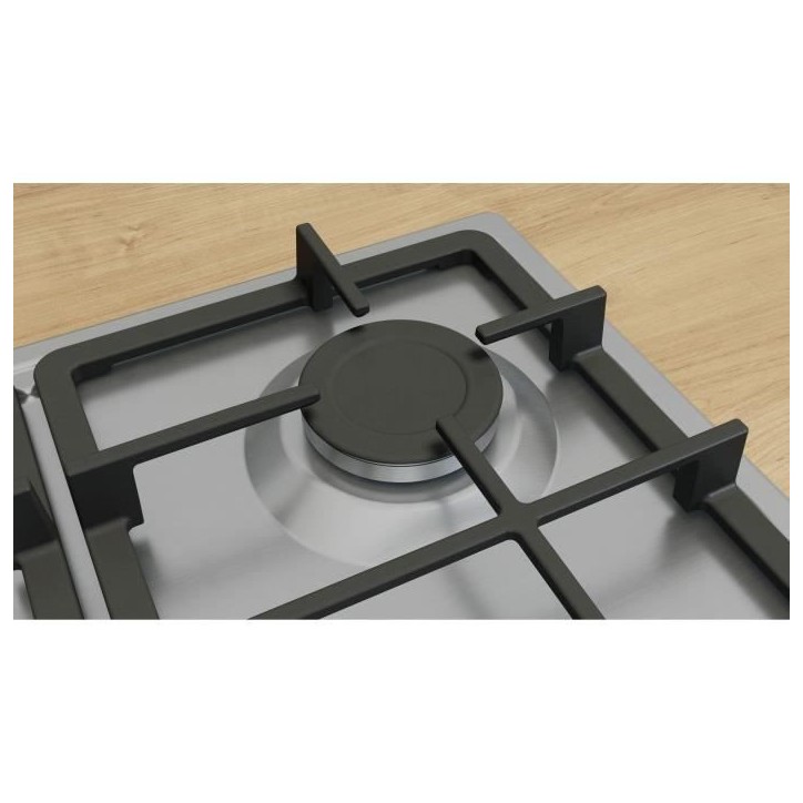 Table de cuisson a gaz - BOSCH Série 4 - 4 foyers - 52 x 58,2 x 4,5 cm - PGP6B5K90 - Inox