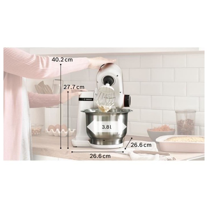 Robot pâtissier - BOSCH - MUMS2EW00E Serie 2 - 700 W - 4 vitesses - Blanc