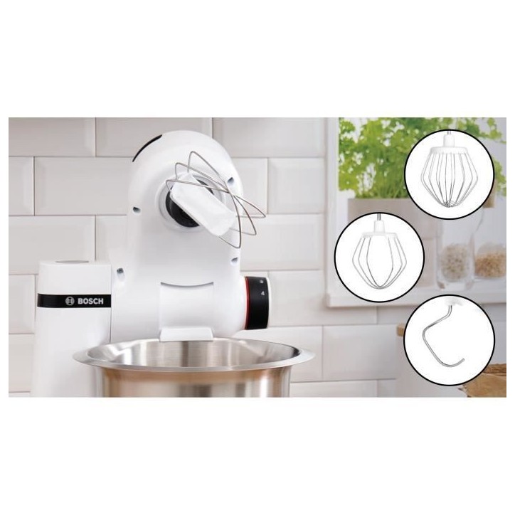 Robot pâtissier - BOSCH - MUMS2EW00E Serie 2 - 700 W - 4 vitesses - Blanc