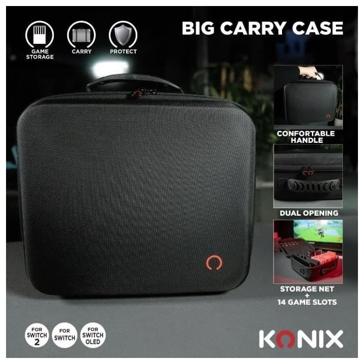 Sacoche de protection et transport - KONIX - Big Carry Case Nintendo Switch 2 - Rangement accessoires - 14 compartiments jeux - Sacoche de protection et transport - KONIX - Big Carry Case Nintendo Switch 2 - Rangement accessoires - 14 compartiments jeux -
